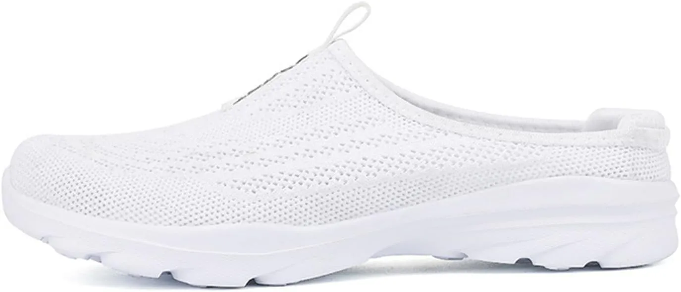 Aceptolcom Women Mules Shoes Slip On Open Back Mesh Walking Shoes Sneakers Comfortable Arch Support Lightweight