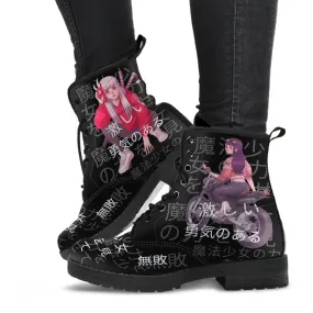 Anime Boots #7 - Black Combat Boots | Anime Custom Shoes, Vegan Leather Lace Up Boots, Handmade Boots, Women's Boots, Anime Shoes