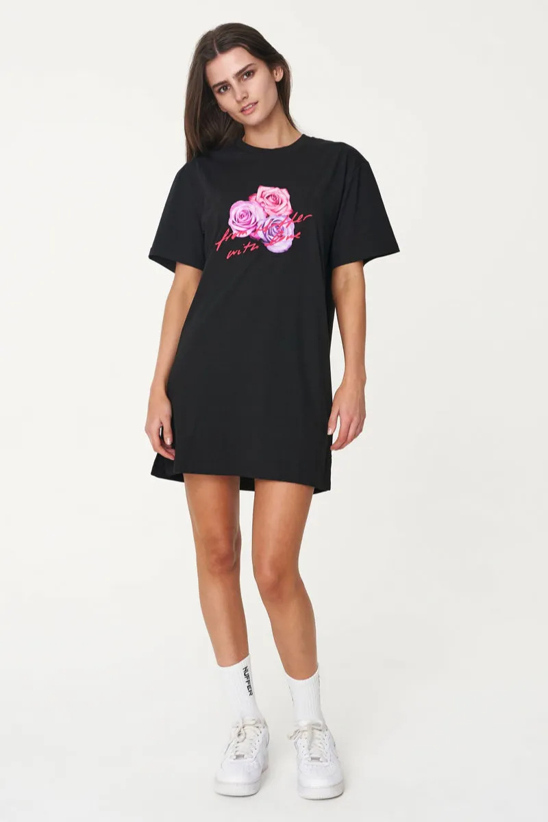 BELLA TEE DRESS ROSE LOVE