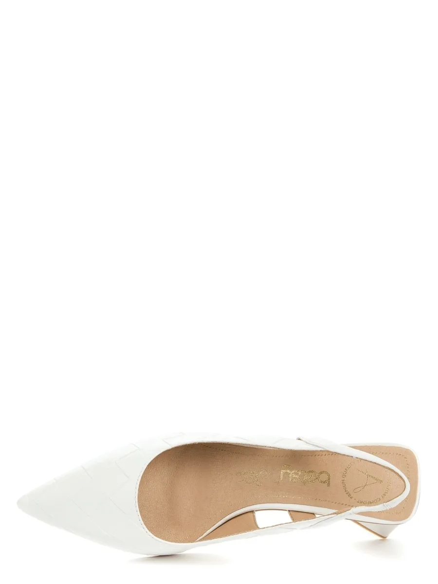 Betsy White Sling Back Heel Sandals