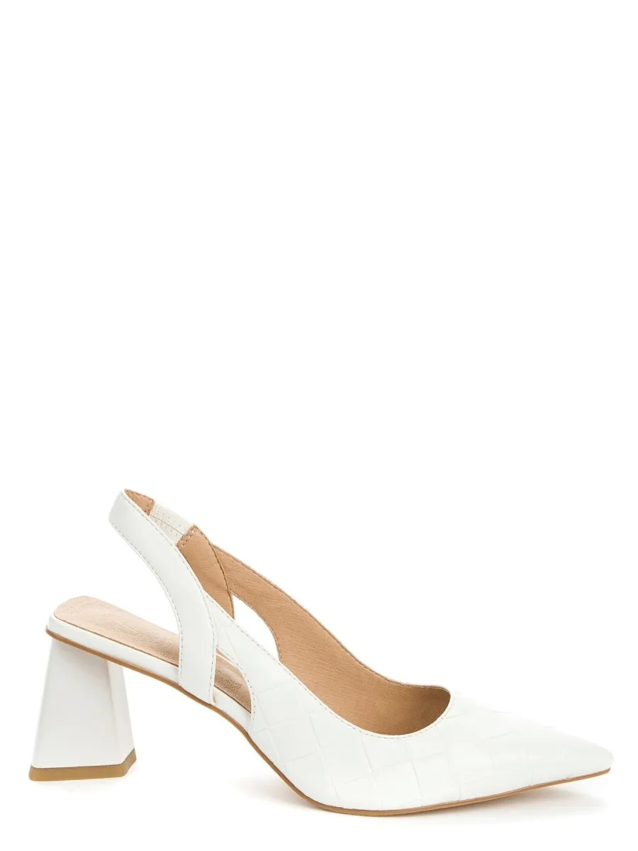 Betsy White Sling Back Heel Sandals