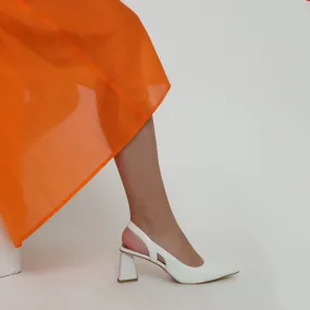 Betsy White Sling Back Heel Sandals