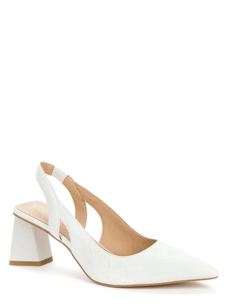 Betsy White Sling Back Heel Sandals