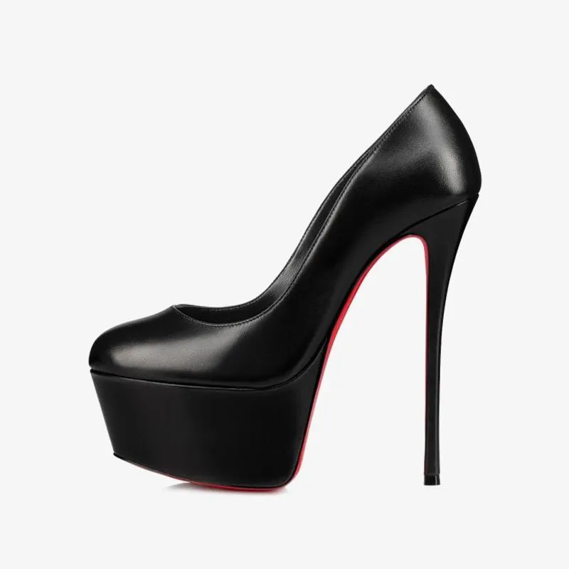 Black Calf Leather Pumps with 140 mm