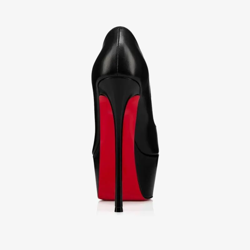 Black Calf Leather Pumps with 140 mm
