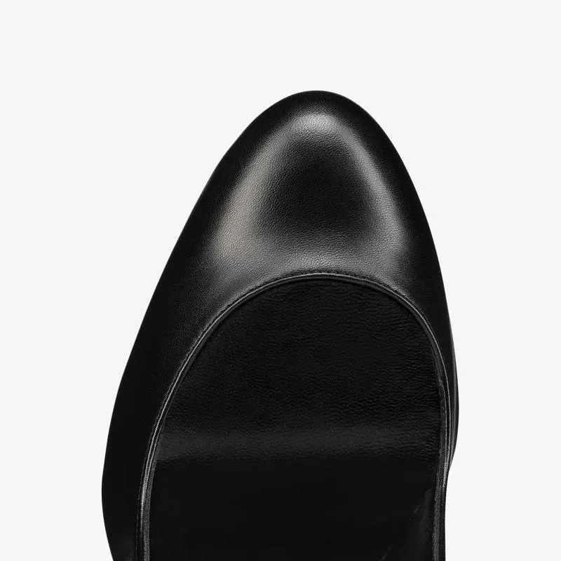 Black Calf Leather Pumps with 140 mm