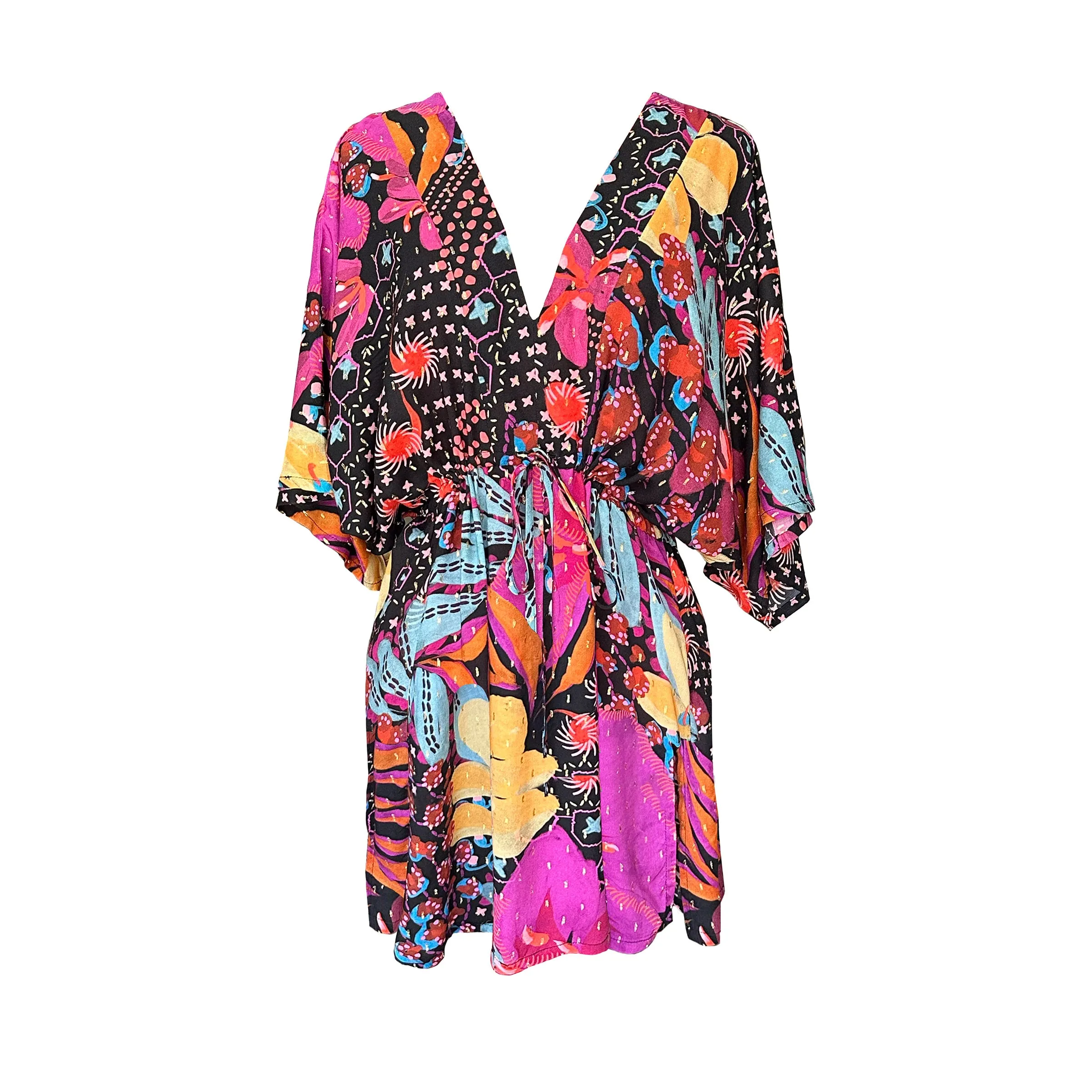 Black Floral Kaftan Dress