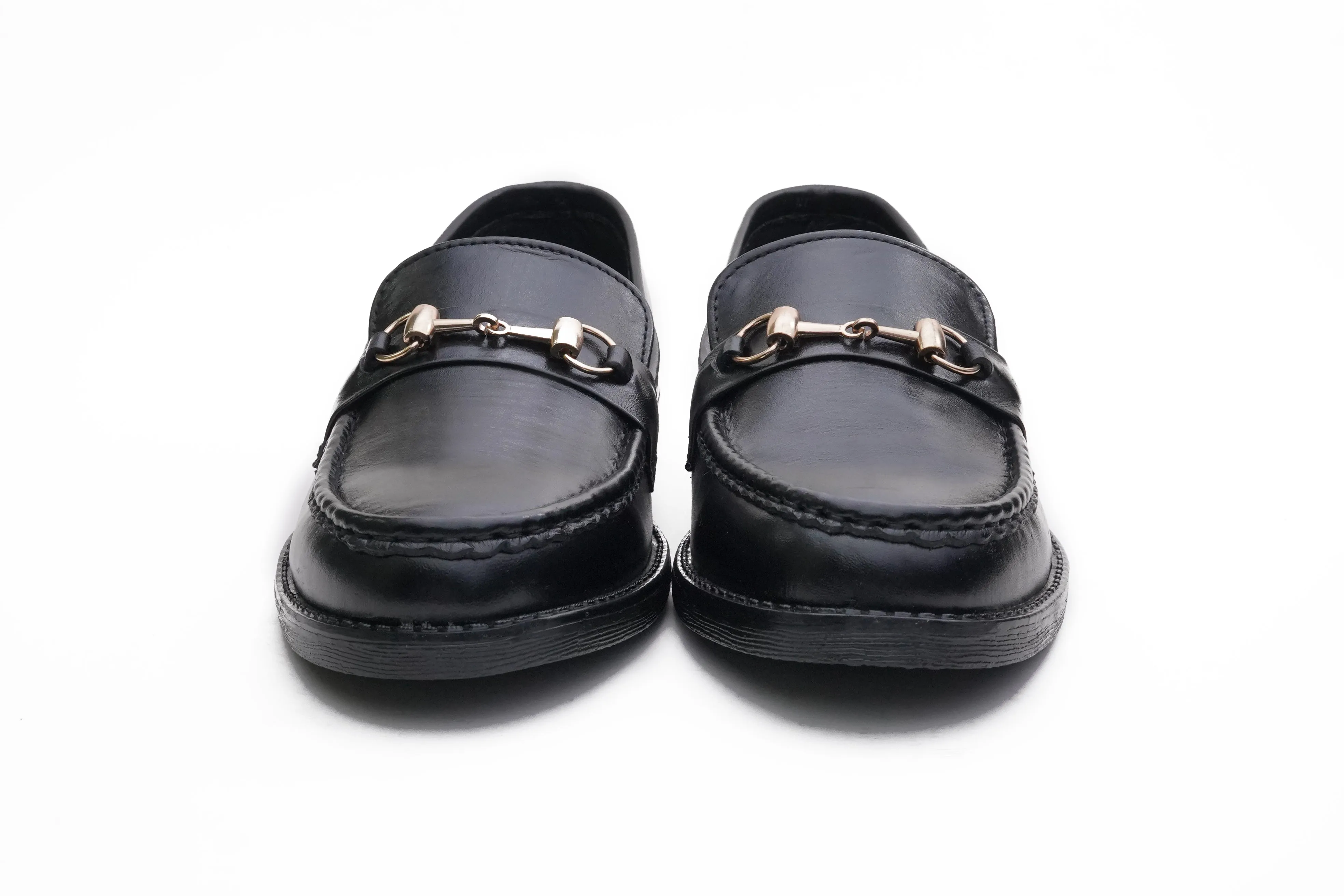 Black Leather Horsebit Loafer DH-1301