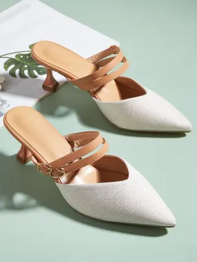 Buckle Detail Point Toe Flat Mules