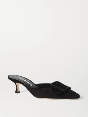Buckled suede mules