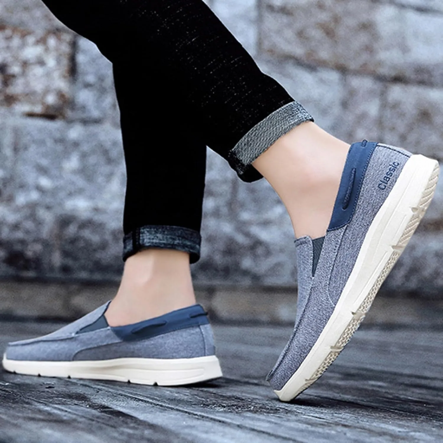 Canvas Men's Loafers & Slip-Ons,Casual Comfy Lightweight Mens Boat Shoes,Casual Breathable Mesh Deck Shoes Mens,All Weather Rubber Soles