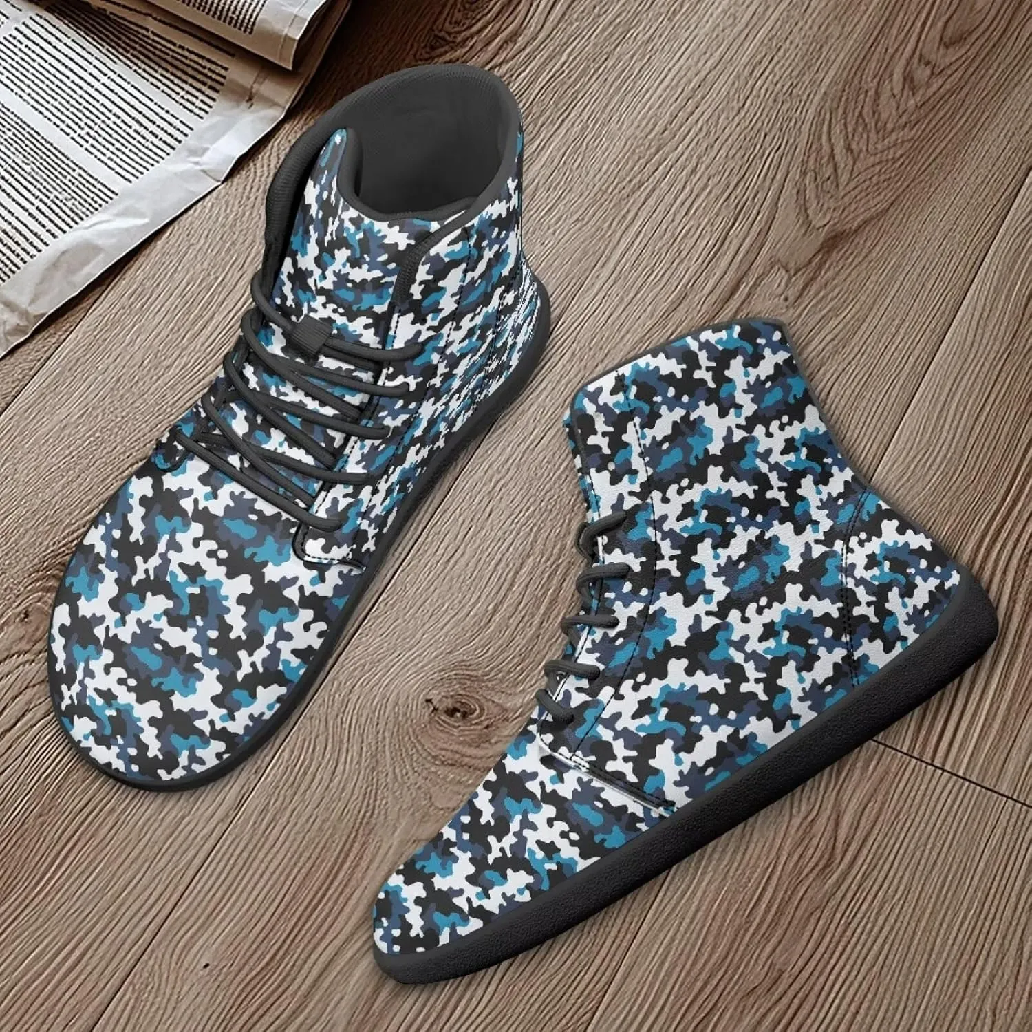 Classic Camo Unisex High top Sneakers Womens Classic High Tops Leather Shoes Wide Toe Barefoot Sneakers for Men
