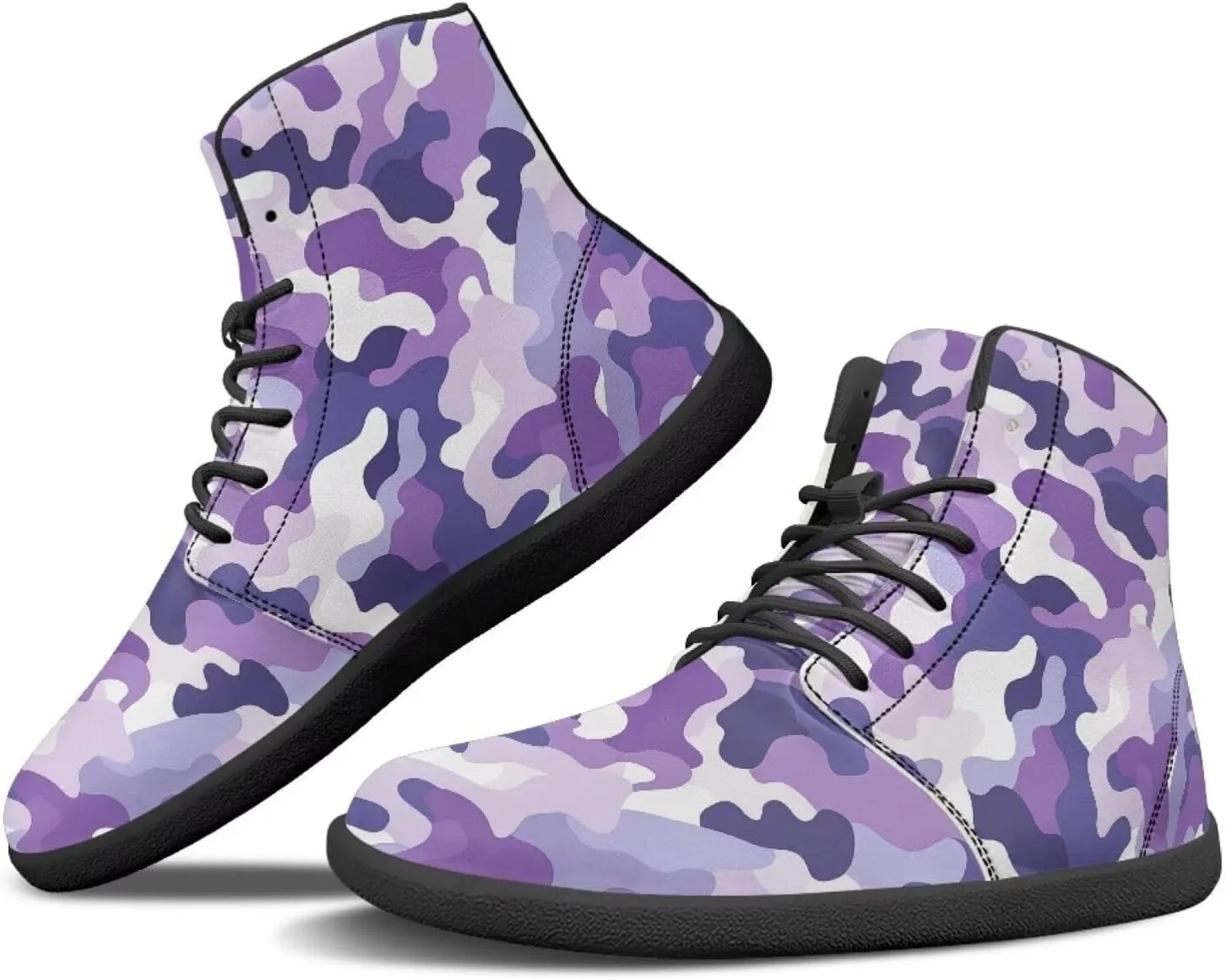 Classic Camo Unisex High top Sneakers Womens Classic High Tops Leather Shoes Wide Toe Barefoot Sneakers for Men