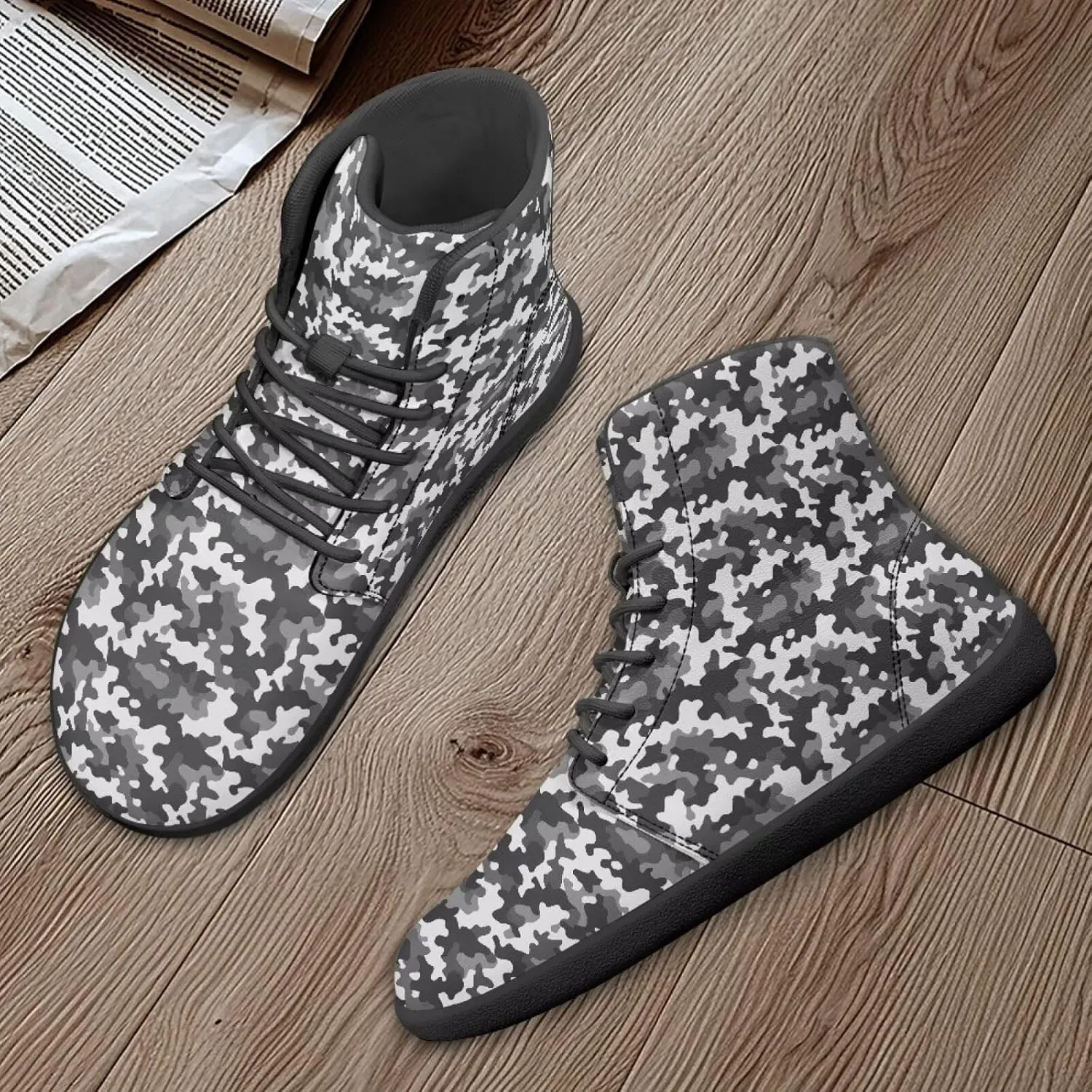 Classic Camo Unisex High top Sneakers Womens Classic High Tops Leather Shoes Wide Toe Barefoot Sneakers for Men