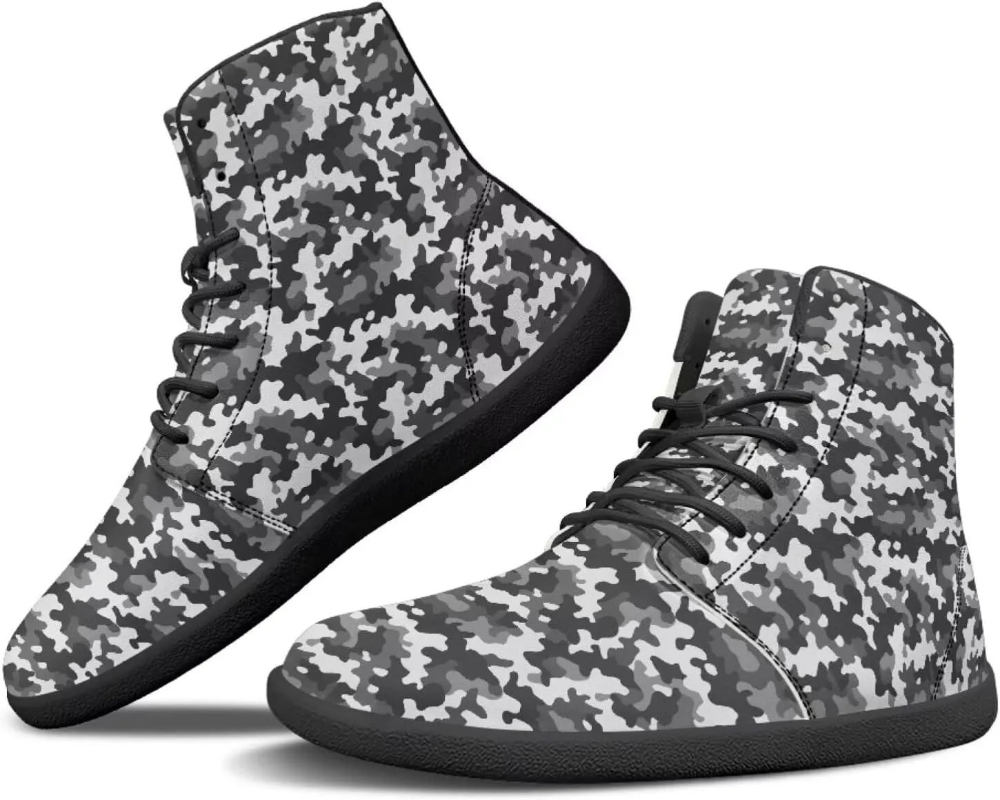 Classic Camo Unisex High top Sneakers Womens Classic High Tops Leather Shoes Wide Toe Barefoot Sneakers for Men