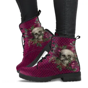 Combat Boots - Goth Shoes #25 | Gothic Lace, Skulls and Roses, Vegan Shoes, Vegan Leather, Women's Boots