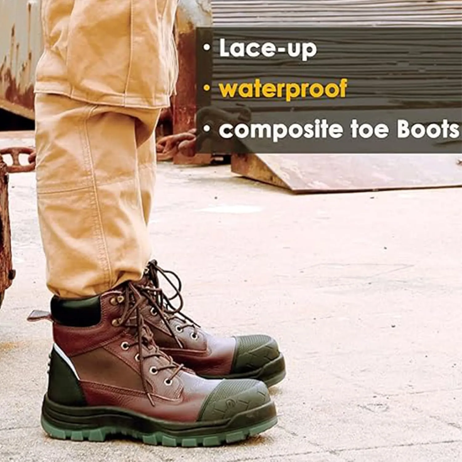 CONRAD Men's EH 6" Soft Toe/Composite Toe Slip Resistant Waterproof Anti-Puncture Work Boots, Durable & Breathable