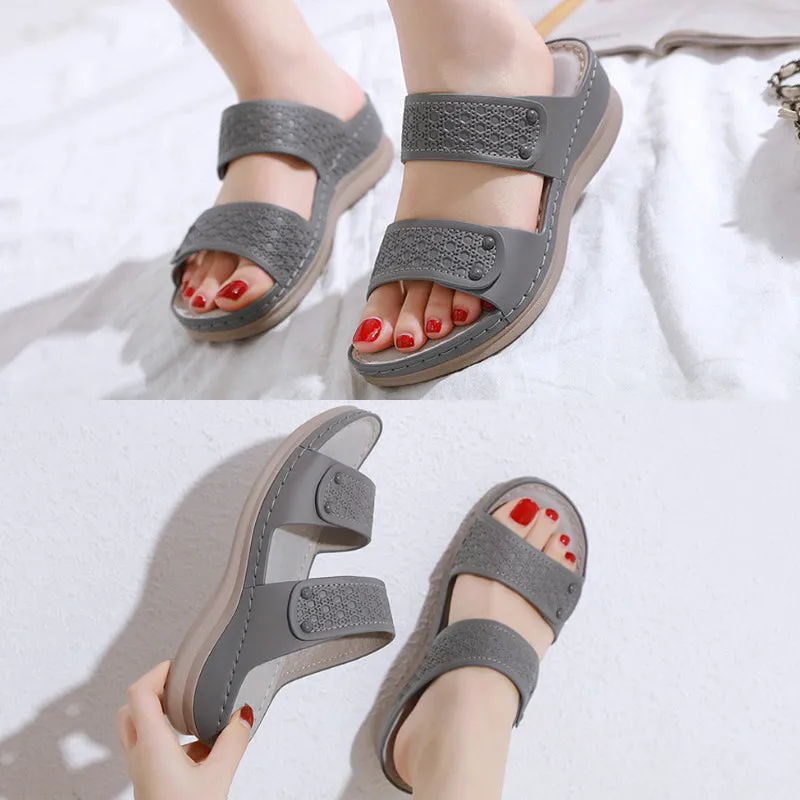 Cuzcare Leisure Sandals Women Cushioned EVA Sole Breathable Vintage Slides Basic Summer