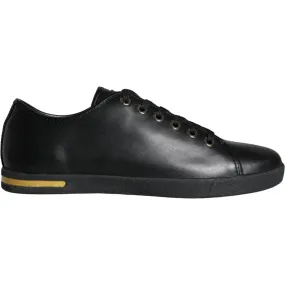 Dolce & Gabbana Black Gold Leather Classic Sneakers Shoes