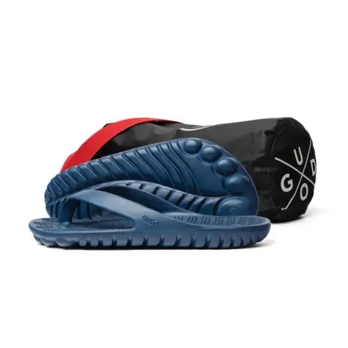 Eco-Conscious Navy Blue Flip-Flops with Protective Waterproof Drybag for Outdoor Fun