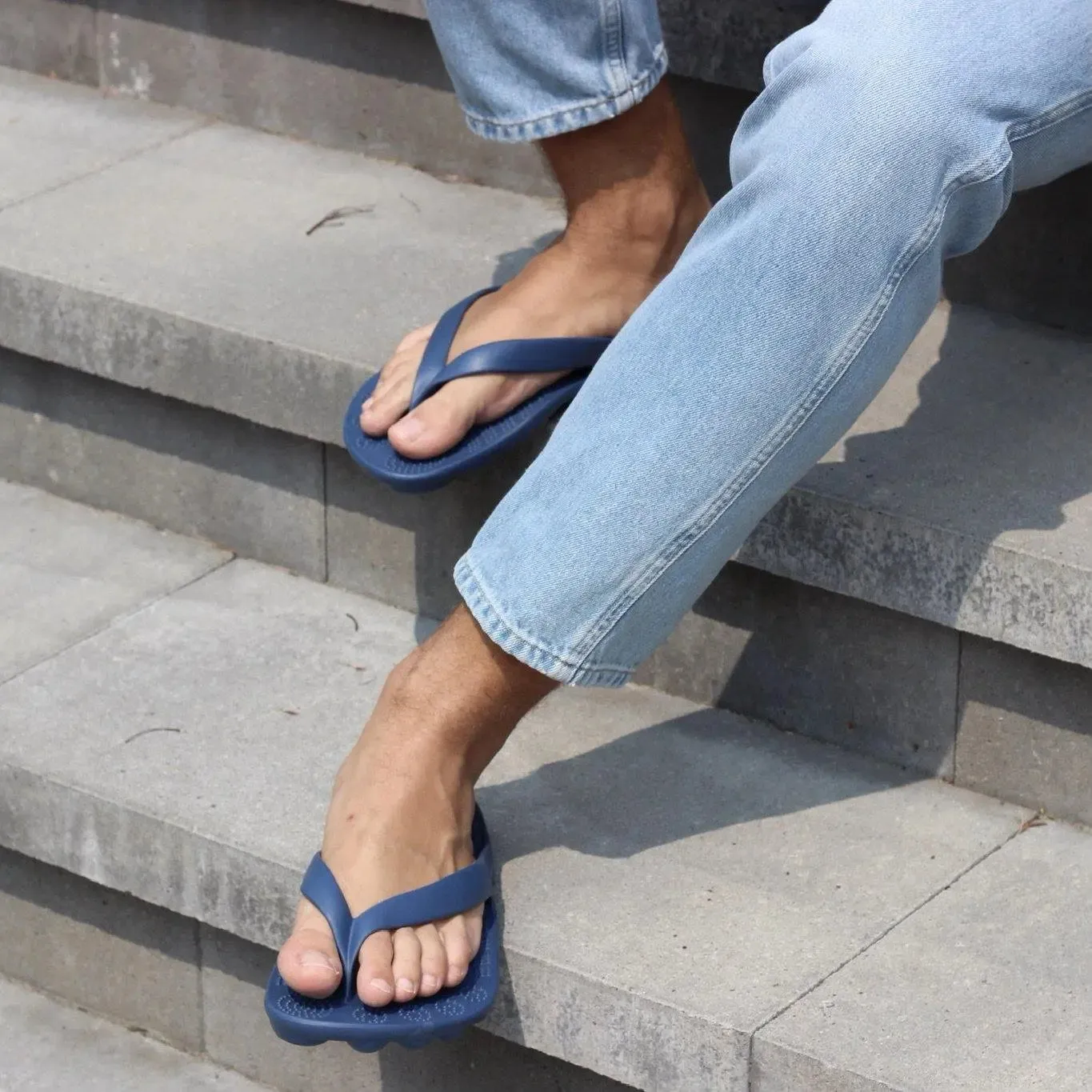 Eco-Conscious Navy Blue Flip-Flops with Protective Waterproof Drybag for Outdoor Fun