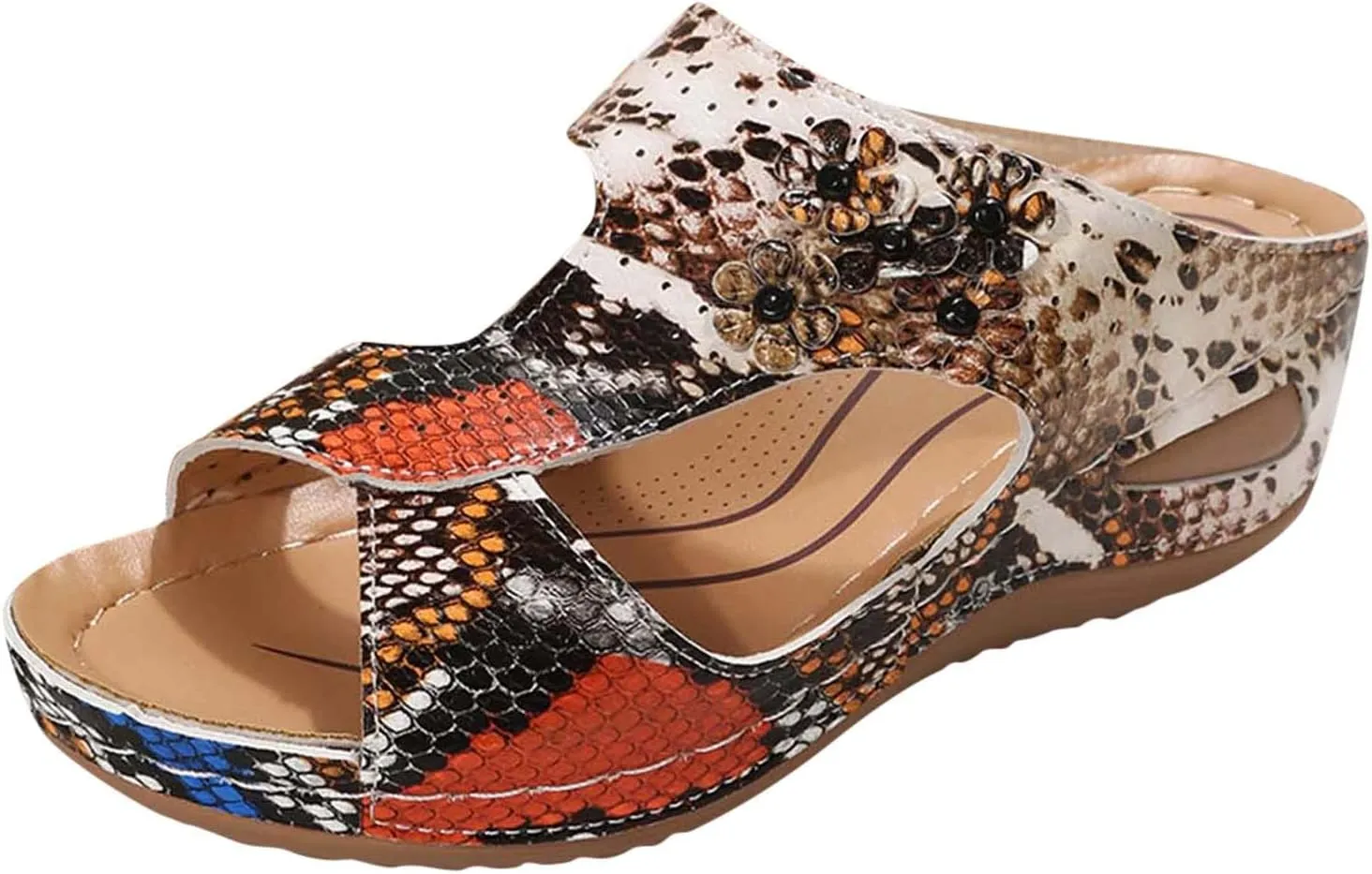 Eduavar Orthopedic Sandals for Women, Womens Sandals Casual Summer Low Wedge Sandals Breathable Open Toe Walking Sandals