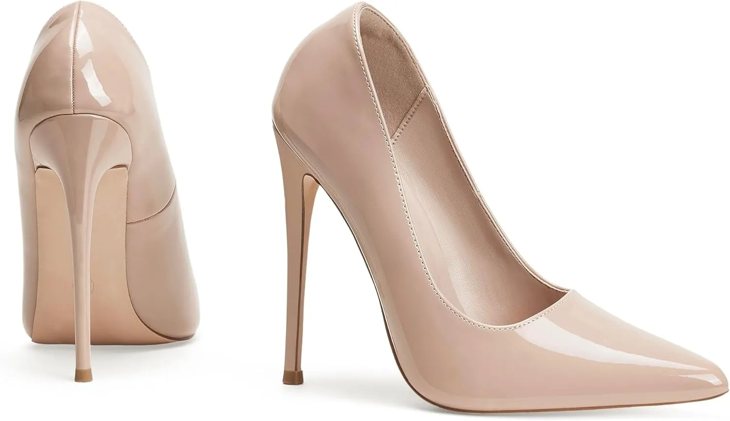 Elisabet Tang Women Pumps 12cm/4.7 Inch Stiletto Heels Pumps Pointed Toe Patent Leather Slip On High Heel Evening Party Dress Shoes