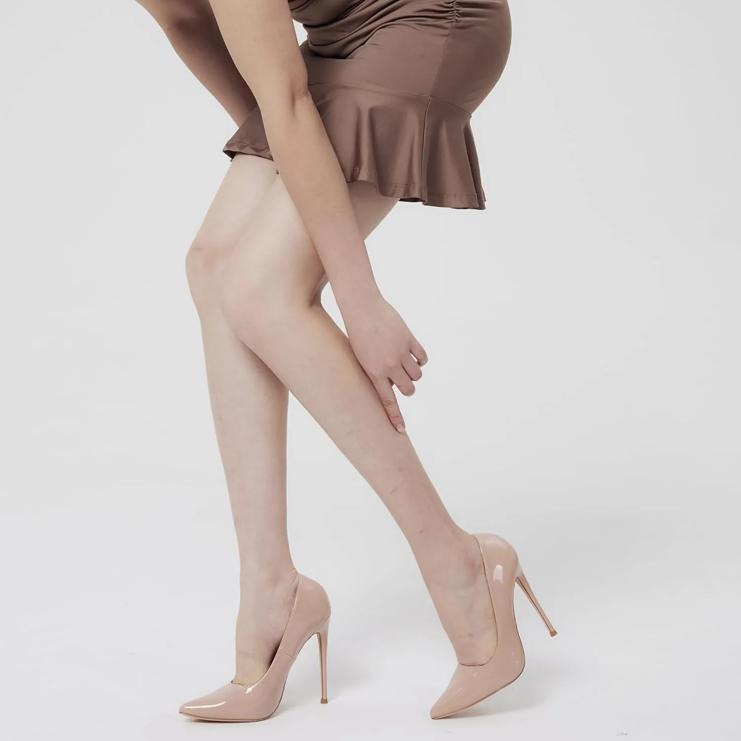 Elisabet Tang Women Pumps 12cm/4.7 Inch Stiletto Heels Pumps Pointed Toe Patent Leather Slip On High Heel Evening Party Dress Shoes