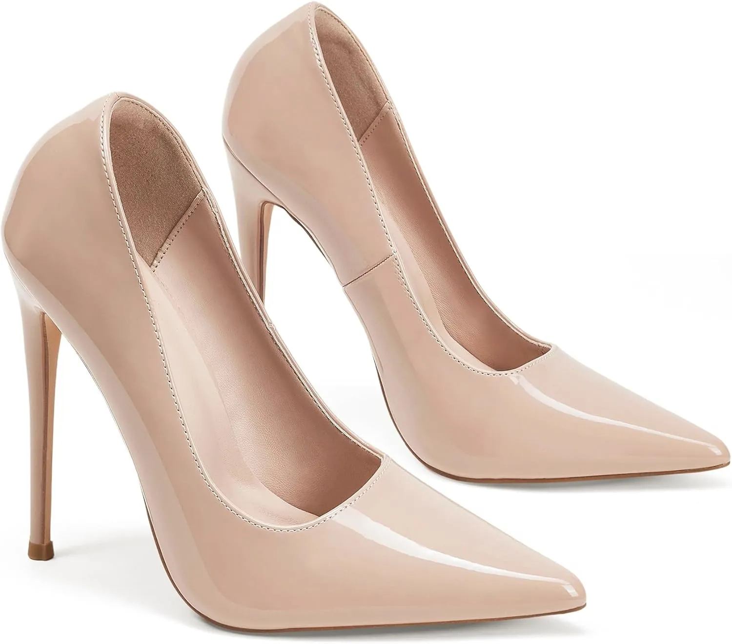 Elisabet Tang Women Pumps 12cm/4.7 Inch Stiletto Heels Pumps Pointed Toe Patent Leather Slip On High Heel Evening Party Dress Shoes