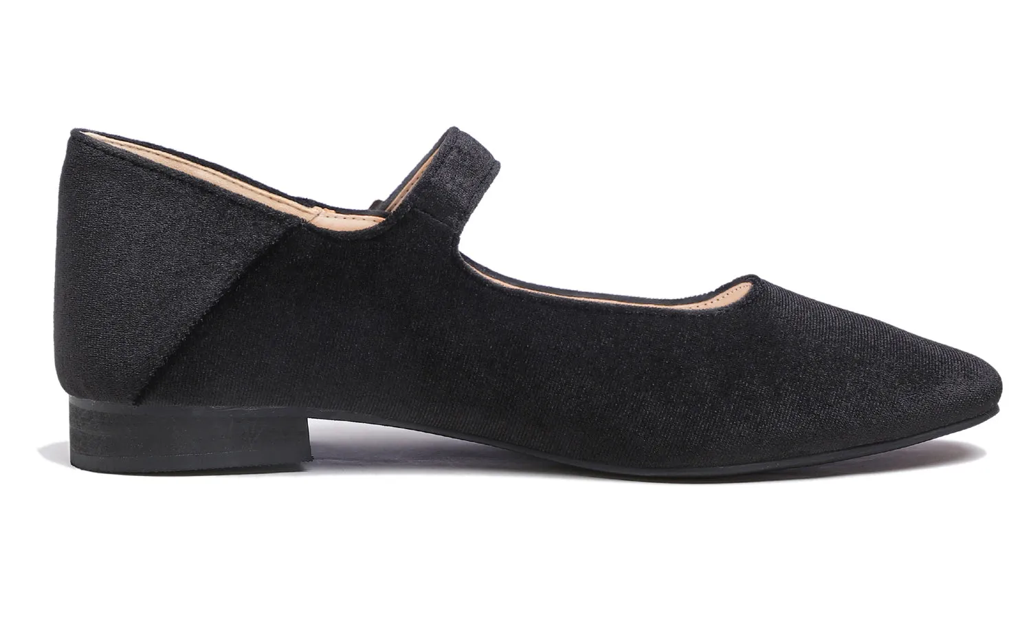 Feversole Women's Mary Jane Fashion Square Toe Easy Buckle Low Heel Slip On Flats Velvet