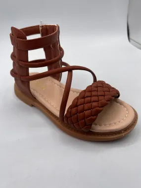 Girls Braided Detail High Strap Sandals (Only Size 22)