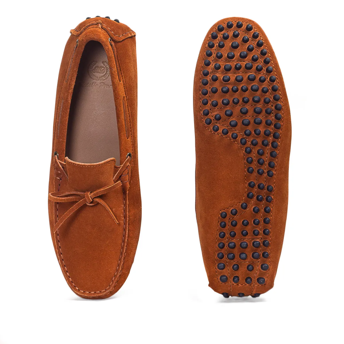 Gommino Suede Bow Loafers (Dark Tan)
