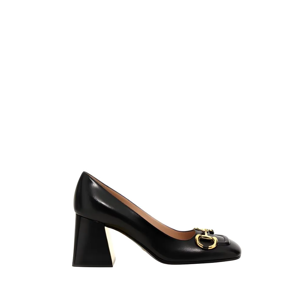 Gucci Horsebit Mid-Heel Leather Pumps Black
