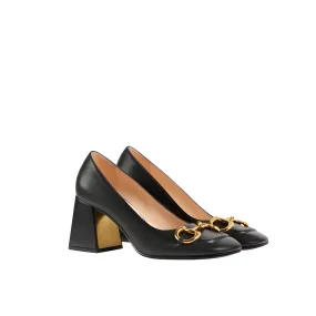 Gucci Horsebit Mid-Heel Leather Pumps Black