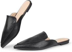 Hawkwell Women's Backless Slip on Slides Comfortable Loafer Shoes Flats Pointed Toe Mules