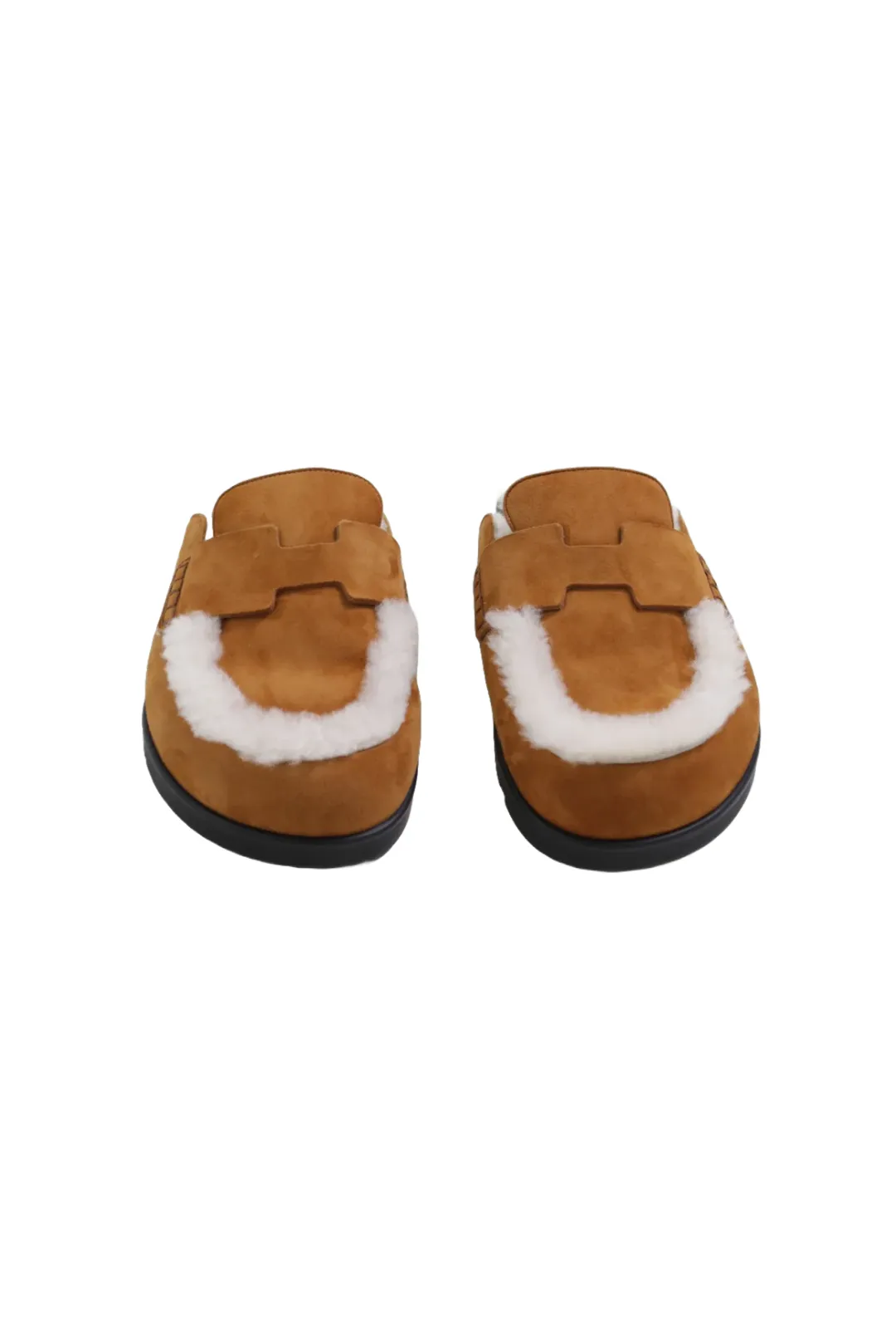 Hermès Natural Shearling Suede Ecru Go Mules