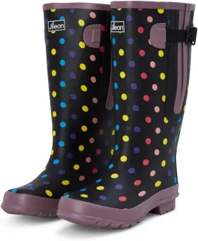 Jileon Extra Wide Calf Rain Boots - Ideal for Wide Feet, Ankles & Calves - Fit 16 to 23 Calves - Durable & Waterproof