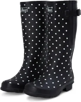 Jileon Wide Calf Rain Boots for Women - up to 19 inch Calf - Standard Foot & Ankle Width - Durable Rubber