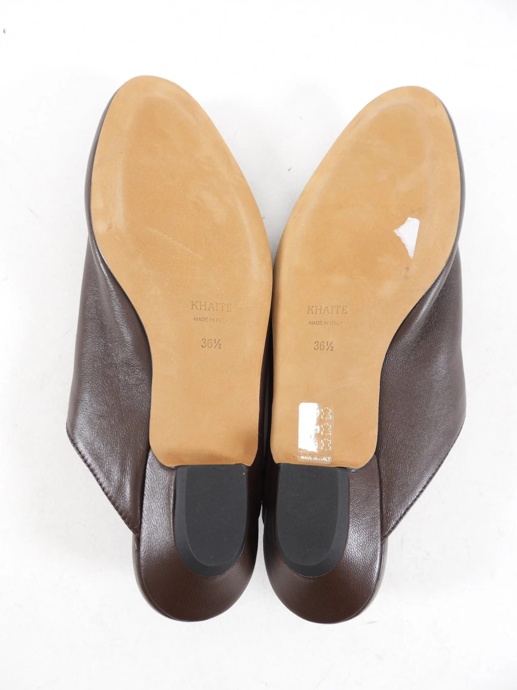Khaite Brown Leather Otto Mules - 36.5