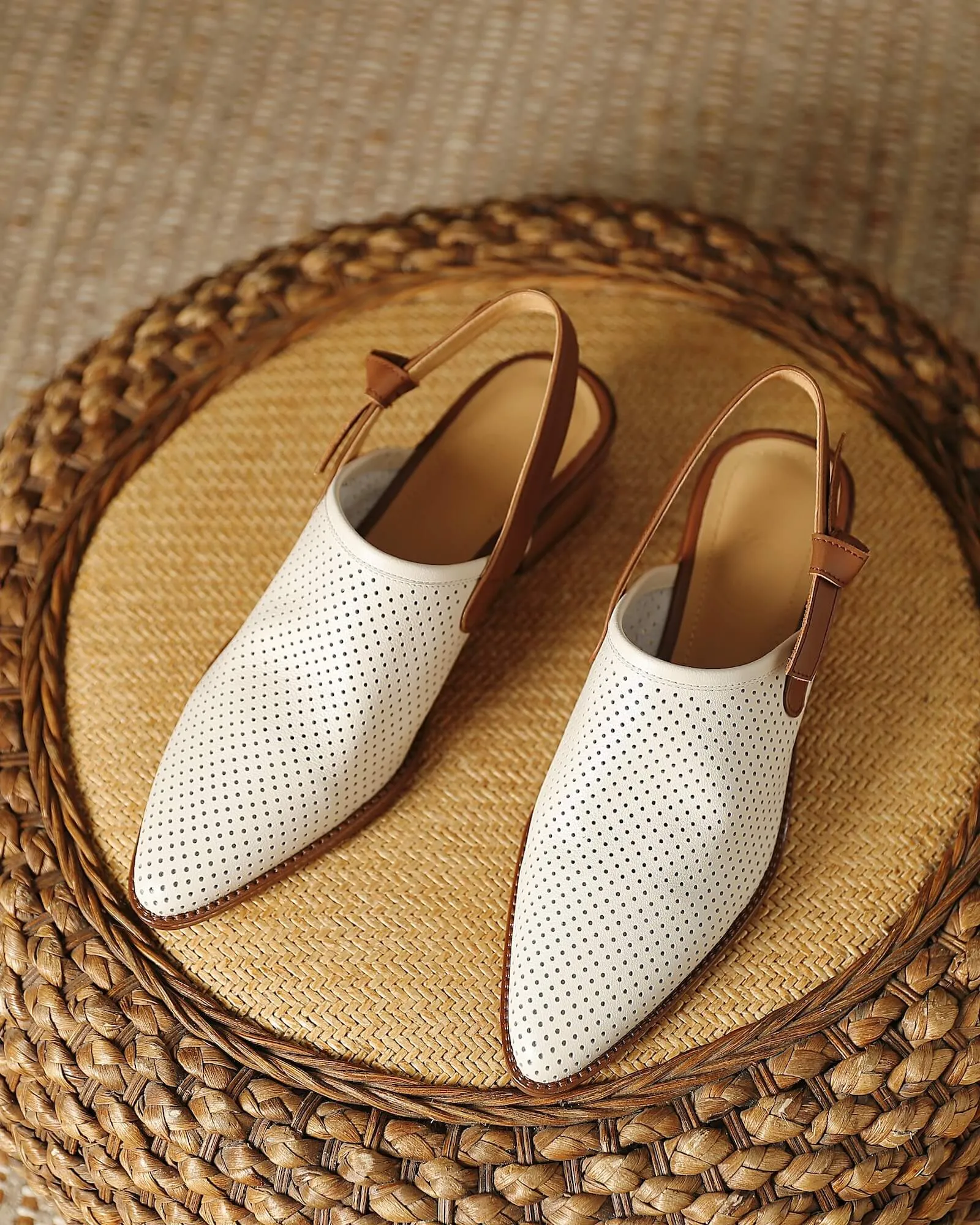 Kina - Perforated Leather Slingbacks