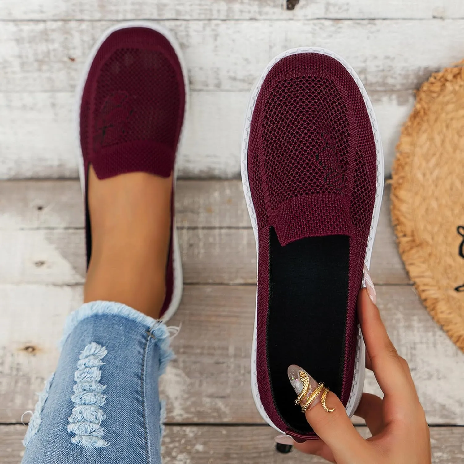 Ladies Fashion Breathable Mesh Printed Flat Bottomed Casual Sports Shoes Women's Street Cleats Friends Sneaker