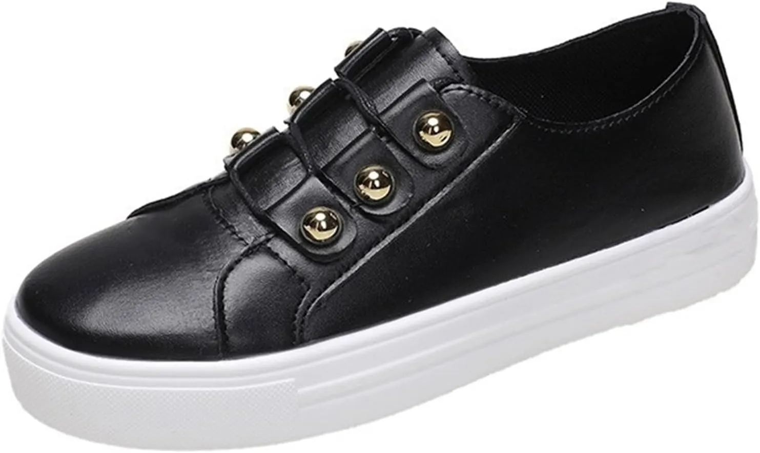 Lausiuoe Sneakers For Women Walking Shoes Slip On Fashion Leather Shoes Non-Slip Classic Casual Comfort Flat Loafers