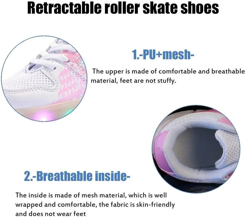 Led Light Roller Skate Sneakers with Wheels Girls Boys Shoes Vibrate Light by Walking Single Wheel Blinking Skate Sneaker Shoes The Best Gift for KidsBlack-USA 7.5