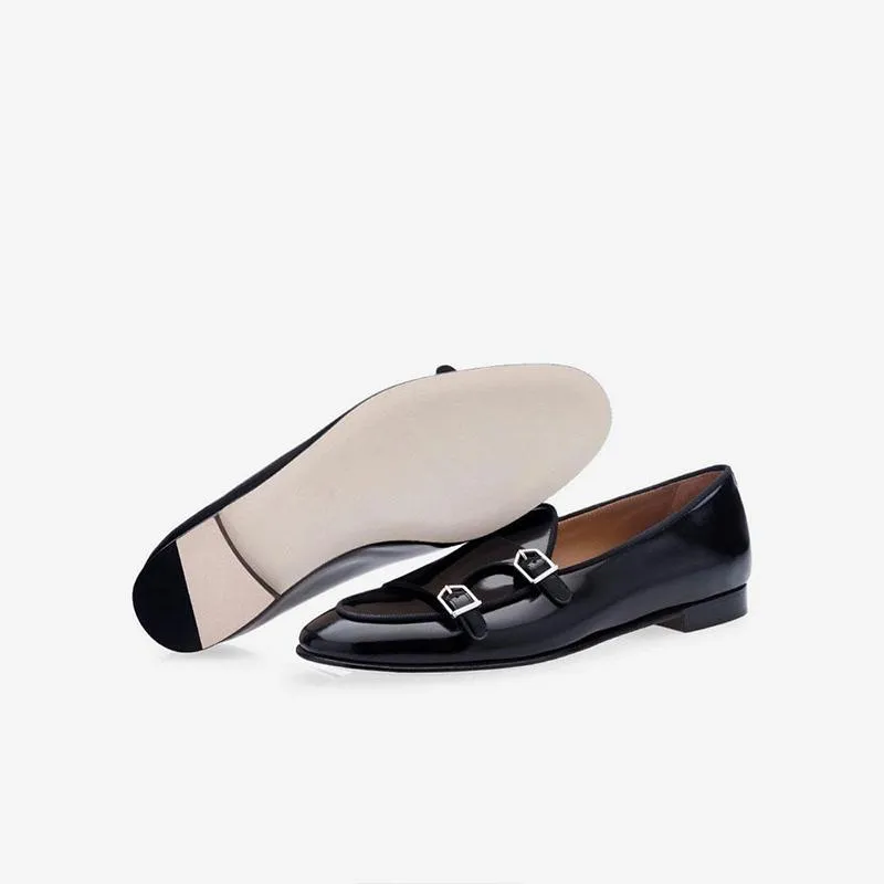 Mens Black Monk Strap Dress loafers