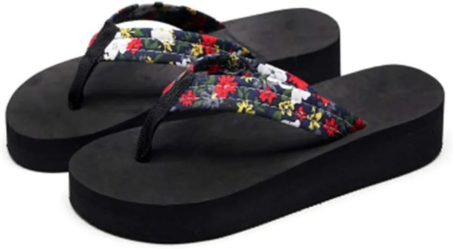 MIOKE Women's Strappy Flat Flipflops Summer Platform Slip On Comfort Nonslip Casual Beach Thong Sandals