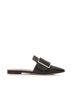 NEW Bally Hamelin Women's 6221172 Black Leather Buckled Mules US 7 MSRP $630