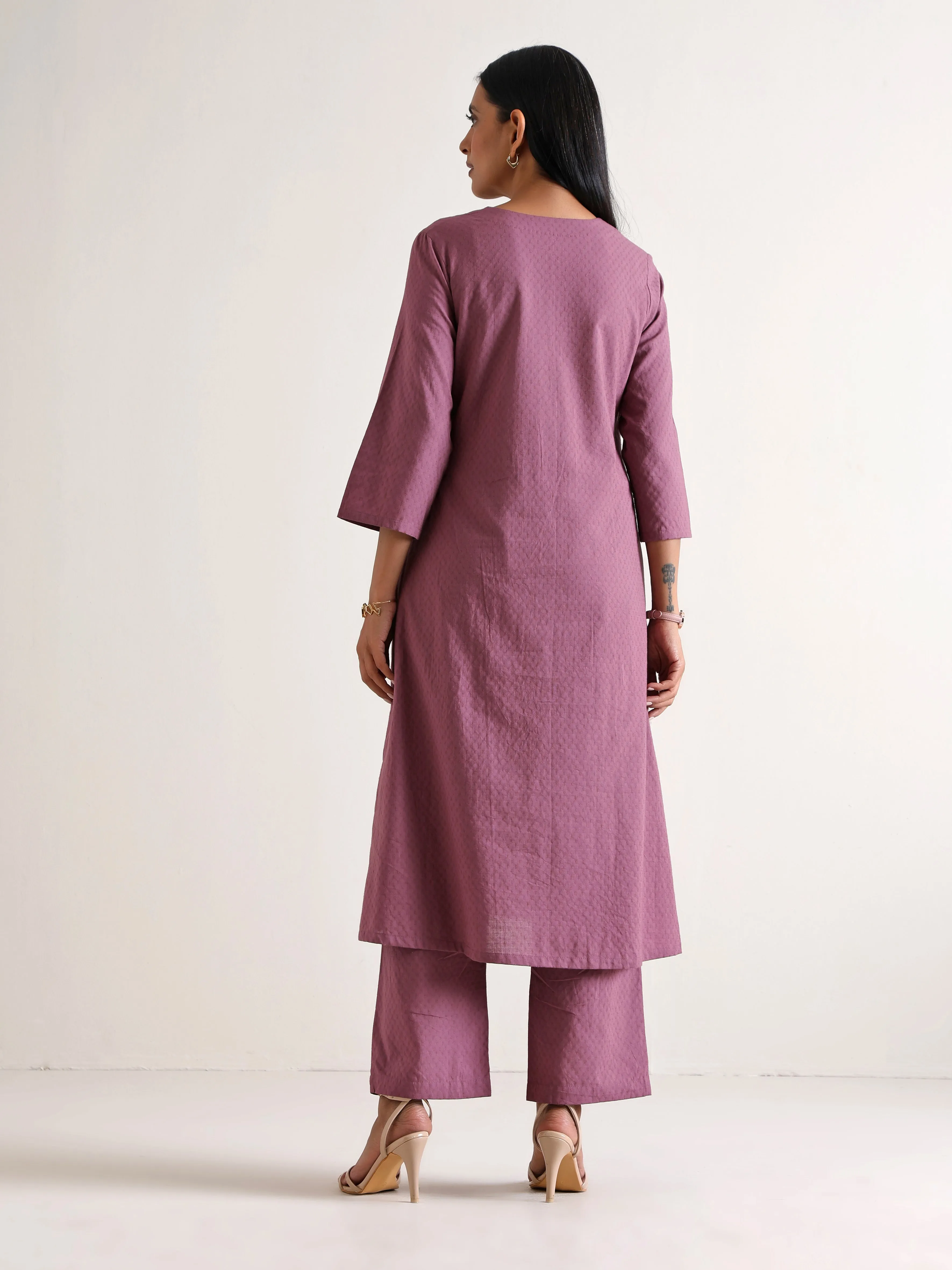 Orchid Overlap Pleat Kurta Pant Set