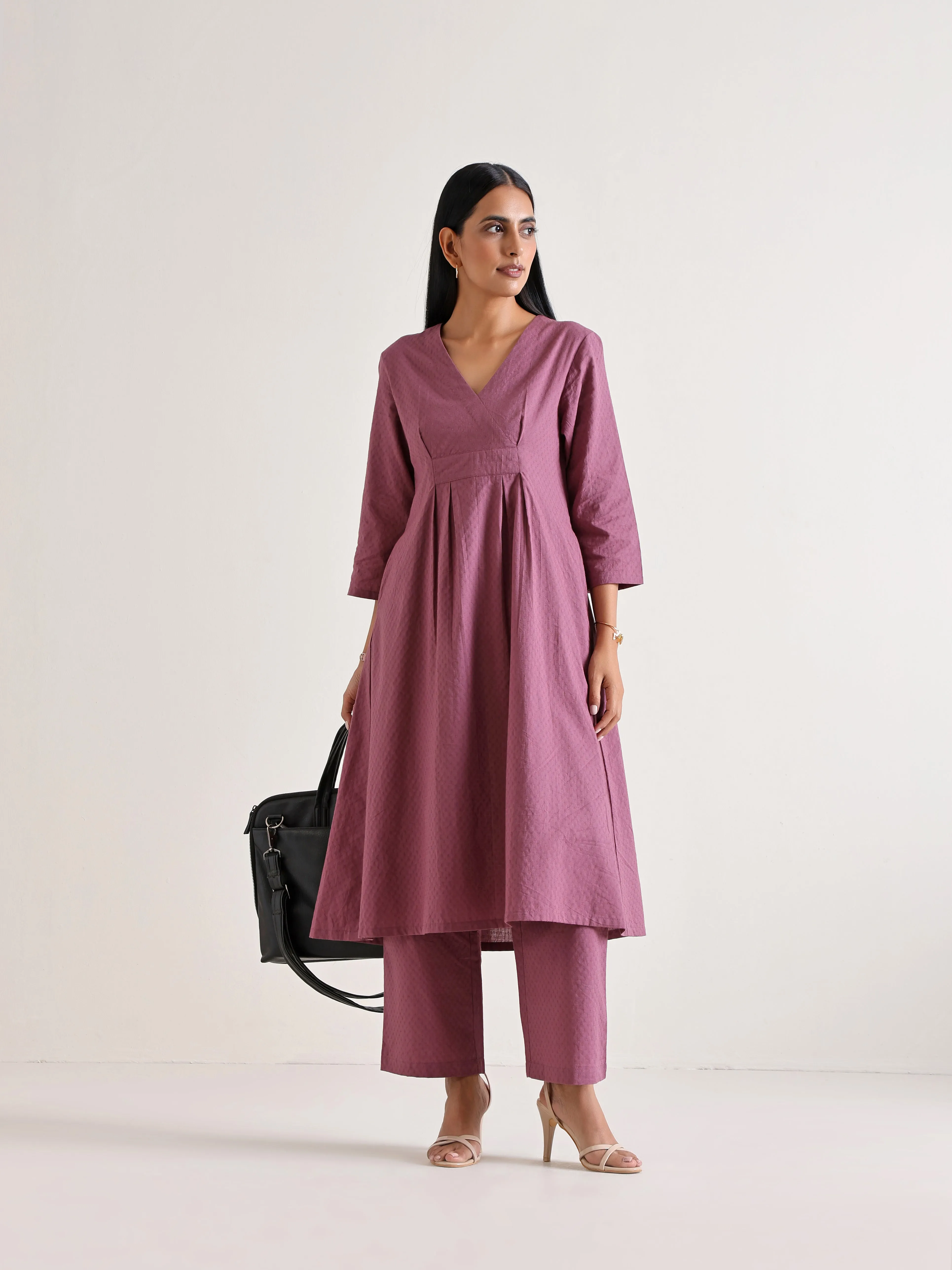 Orchid Overlap Pleat Kurta Pant Set