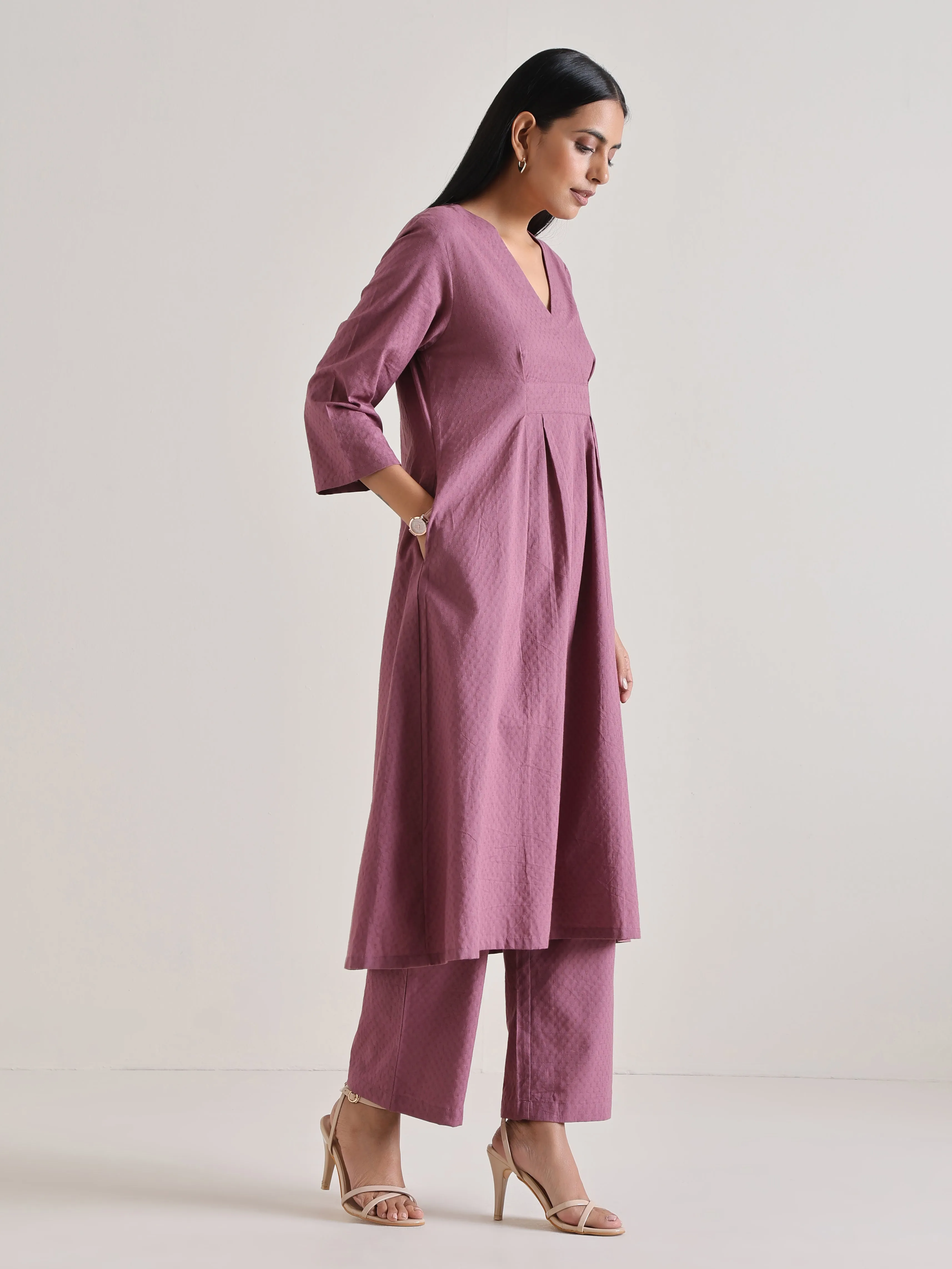 Orchid Overlap Pleat Kurta Pant Set