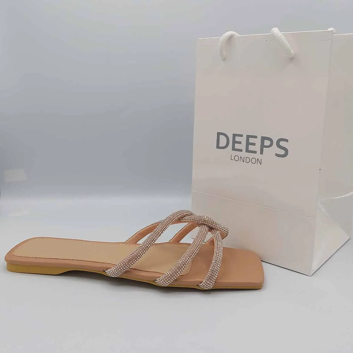 PARKER DIAMANTE EMBELLISHED CRYSTAL STRAP SLIDERS